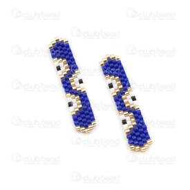 1411-5000-01 - Miyuki Component Stripe 40.5x7x2mm Evil Eye Design Cobalt-White-Gold without loop 2pcs 1411-5000-01,design.com,montreal, quebec, canada, beads, wholesale