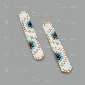 1411-5000-03 - Miyuki Component Stripe 40.5x7x2mm Evil Eye Design Light Blue-White-Gold without loop 2pcs 1411-5000-03,design.com,montreal, quebec, canada, beads, wholesale