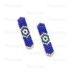 1411-5001-01 - Miyuki Component Stripe 32x6.5x2mm Evil Eye Design Cobalt-White-Gold without loop 2pcs 1411-5001-01,design.com,montreal, quebec, canada, beads, wholesale