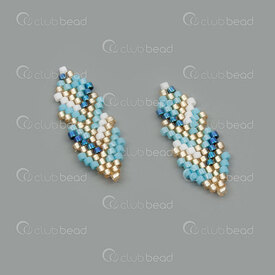 1411-5009 - Miyuki Component Leaf Blue-Gold-White 28x10x2mm without loop 2pcs 1411-5009,Weaving,Miyuki woven elements,montreal, quebec, canada, beads, wholesale