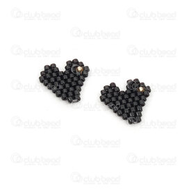 1411-5011-01 - Miyuki Composant Cœur Noir 12.5x14x2mm sans Boucle 4pcs 1411-5011-01,Miyuki noir,montreal, quebec, canada, beads, wholesale