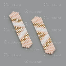 1411-5019-01 - Miyuki Component Stripe Peach-Gold-White 40x9x2mm without loop 2pcs 1411-5019-01,Weaving,Miyuki woven elements,montreal, quebec, canada, beads, wholesale