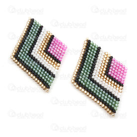 1411-5025 - Miyuki Component Diamond Multicolor 43.5x29x2mm without loop 2pcs 1411-5025,multicolor,montreal, quebec, canada, beads, wholesale