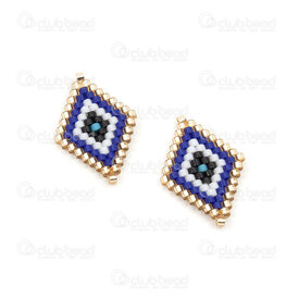 1411-5026-01 - Miyuki Component Diamond Blue-White-Black-Gold 23x15x2mm without loop 2pcs 1411-5026-01,Weaving,Miyuki woven elements,montreal, quebec, canada, beads, wholesale