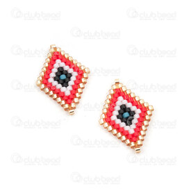 1411-5026-03 - Miyuki Component Diamond Red-White-Black-Gold 23x15x2mm without loop 2pcs 1411-5026-03,Weaving,Miyuki woven elements,montreal, quebec, canada, beads, wholesale