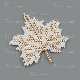 1411-5033 - Miyuki Component Maple Leaf White-Gold 44.5x42.5x2mm without loop 1pc 1411-5033,Weaving,Miyuki woven elements,montreal, quebec, canada, beads, wholesale