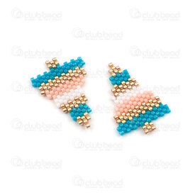 1411-5041 - Miyuki Composant Triangle Turquoise-Blanc-Rose-Or 29.5x20x2mm sans Boucle 2pcs 1411-5041,1411,montreal, quebec, canada, beads, wholesale
