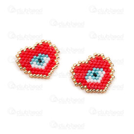 1411-5043 - Miyuki Component Heart Evil Eye Red-Gold-Blue-White 19x21x2mm without loop 2pcs Chine 1411-5043,Weaving,Miyuki woven elements,montreal, quebec, canada, beads, wholesale