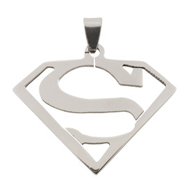 1413-1447 - Stainless Steel 304 Pendant Superman 24.7x36mm 1pc  Theme: Comic Character 1413-1447,Pendants,Pendant,Metal,Stainless Steel 304,24.7x36mm,Superman,Grey,China,1pc,Theme: Comic Character,montreal, quebec, canada, beads, wholesale