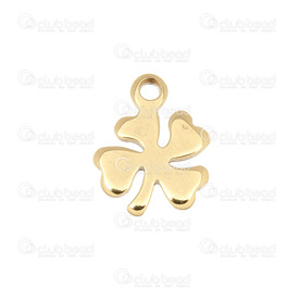 1413-1491-GL - Stainless Steel 304 Charm Lucky Clover 9.5X13MM Gold 10pcs 1413-1491-GL,Charms,10pcs,Charm,Stainless Steel 304,8X10.5MM,Lucky Clover,Yellow,Gold,China,10pcs,montreal, quebec, canada, beads, wholesale