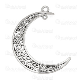 1413-1516-03 - Metal Pendant Crescent Moon With Designs 34x41mm Antique Nickel 2 Loops 10pcs 1413-1516-03,Pendants,Metal,34x41mm,Pendant,Metal,34x41mm,Crescent Moon,With Designs,Antique Nickel,2 Loops,China,10pcs,montreal, quebec, canada, beads, wholesale