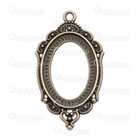 1413-1516-103-OXBR - Metal Bezel Cup Pendant Oval 18x25mm With Perforated Base Antique Brass 5pcs 1413-1516-103-OXBR,Cabochons,Metal,Bezel Cup Pendant,With Perforated Base,Oval,18X25MM,Antique Brass,Metal,5pcs,China,montreal, quebec, canada, beads, wholesale