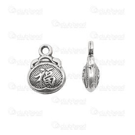 1413-1516-113 - Metal Pendant Oval Chinese Symbol: Good Fortune13X10MM Antique Nickel 20pcs 1413-1516-113,Clearance by Category,Metal,Pendant,Metal,13X10MM,Antique Nickel,20pcs,montreal, quebec, canada, beads, wholesale