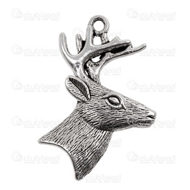 1413-1516-155 - Metal Pendant Deer Head 59.5x41mm Antique Nickel 1pc Theme: Animals 1413-1516-155,Metal,1pc,Pendant,Metal,59.5x41mm,Deer Head,Antique Nickel,1pc,Theme: Animals,montreal, quebec, canada, beads, wholesale