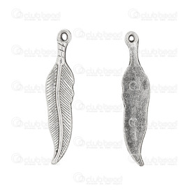 1413-1516-175-OXWH - Metal Pendant Feather Flat Back 7x34mm Antique Nickel 20pcs 1413-1516-175-OXWH,Pendants,Feather,Pendant,Metal,7x34mm,Feather,Flat Back,Antique Nickel,China,20pcs,montreal, quebec, canada, beads, wholesale