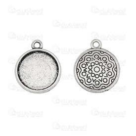 1413-1516-203 - Metal Bezel Cup Pendant for 14mm Round Cabochon 20x16.5mm Fancy Design  Antique Nickel 20pcs 1413-1516-203,Cabochons,Settings for cabochons,Pendants,20pcs,Metal,Bezel Cup Pendant,Fancy Design,Round,14.2mm,Grey,Antique Nickel,Metal,20pcs,China,montreal, quebec, canada, beads, wholesale