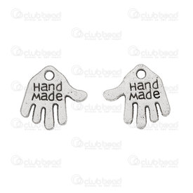 1413-1516-219 - Metal Pendant Hand Inscription: Hand Made 13x12mm Antique Nickel 50pcs 1413-1516-219,Pendants,Metal,50pcs,Pendant,Metal,Metal,13X12MM,Hand,Inscription: Just For You,Antique Nickel,50pcs,montreal, quebec, canada, beads, wholesale