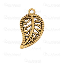 1413-1516-41GL - Pendentif de Métal Feuille 19x11x1.5mm avec Boucle Couleur Or 20pcs 1413-1516-41GL,FEUILLE,montreal, quebec, canada, beads, wholesale