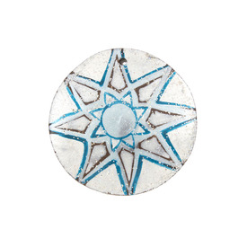 *1413-1600-01 - Pendentif Noix de Coco Rond Peint à la main 35MM Bleu 5pcs Indes *1413-1600-01,montreal, quebec, canada, beads, wholesale