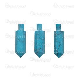 1413-1600-451 - Semi-precious Stone Pendant Hexagonal Prism Pointed 30mm Reconstructed Blue Turquoise NO BAIL 5pcs 1413-1600-451,1413-1600,montreal, quebec, canada, beads, wholesale