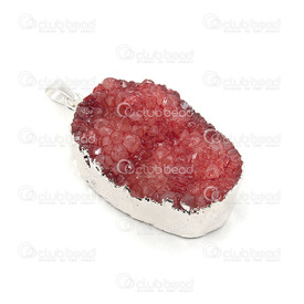 1413-1604-03 - Semi-precious Stone Pendant Druzy With Bail App. 27x38mm Quartz Red With Silver Electroformed Edge 1pc 1413-1604-03,1pc,Semi-precious Stone,Pendant,Druzy,Natural,Semi-precious Stone,App. 27x38mm,With Bail,Red,With Silver Electroformed Edge,China,1pc,Quartz,montreal, quebec, canada, beads, wholesale
