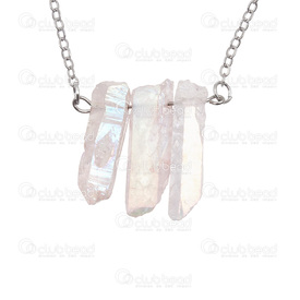 1413-1607-03 - Semi-precious stone Pink AB dyed crystal quartz 26-46mm metal necklace 20'' 1413-1607-03,Aluminum,montreal, quebec, canada, beads, wholesale