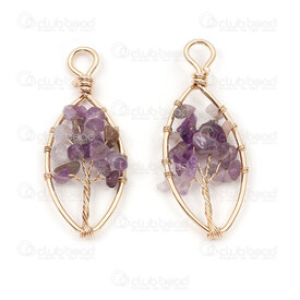 1413-1612-081 - Metal Pendant Wrap Oval Tree of Life 45x18x6mm Amethyst With Bail Gold 2pcs 1413-1612-081,vs,montreal, quebec, canada, beads, wholesale