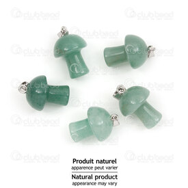 1413-1613-1803 - Natural Semi Precious Stone Pendant Mushroom 18x15mm Green Aventurine with Metal Bail 5pcs 1413-1613-1803,Pendants,Semi-precious Stone,montreal, quebec, canada, beads, wholesale