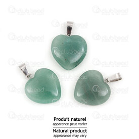 1413-1614-2005 - Natural Semi Precious Stone Pendant Heart Green Aventurine 20x20x6.5mm with Metal Bail 5pcs 1413-1614-2005,1413-1614-,montreal, quebec, canada, beads, wholesale