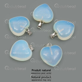 1413-1614-2207 - Natural Semi Precious Stone Pendant Heart Opaline 22x20x9mm with Metal Bail 5pcs 1413-1614-2207,1413-161,montreal, quebec, canada, beads, wholesale