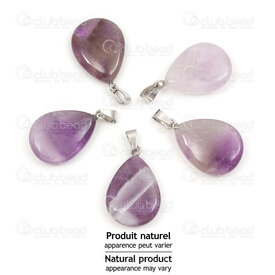 1413-1622-1501 - Naturel Semi Precious Stone Pendant Drop 20.5x15x5mm Amethyst with Bail 5pcs 1413-1622-1501,améthyste,montreal, quebec, canada, beads, wholesale