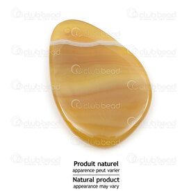1413-1622-5805 - Semi Precious Stone Pendant Drop Yellow Stripe Agate (approx. 58x40x6.5mm) 2mm hole 1pc 1413-1622-5805,1413-1622-58,montreal, quebec, canada, beads, wholesale