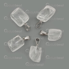 1413-1623-1511 - Reconstructed Semi Precious Stone Pendant Crystal Quartz app 15x10mm with Metal Bail 10pcs 1413-1623-1511,Pendant en crystal,montreal, quebec, canada, beads, wholesale
