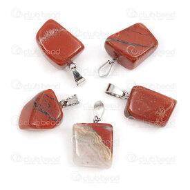 1413-1623-1517 - Natural Semi Precious Stone Pendant Red Jasper app 15x10mm with Metal Bail 10pcs 1413-1623-1517,jaspe,montreal, quebec, canada, beads, wholesale
