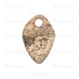 1413-1623-4501 - Semi precious stone pendant drop 45x30mm picture jasper 7mm hole 1pc 1413-1623-4501,Pendants,montreal, quebec, canada, beads, wholesale