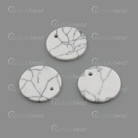 1413-1624-0115 - Reconstructed Semi Precious Stone Charm White Turquoise Round 15x2mm with 1.5mm Hole 10pcs 1413-1624-0115,1413-1624,montreal, quebec, canada, beads, wholesale