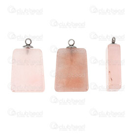 1413-1626-1501 - DISC semi precious stone pendant rose quartz 15x19x5mm rectangle with stainless steel bail 4pcs 1413-1626-1501,montreal, quebec, canada, beads, wholesale