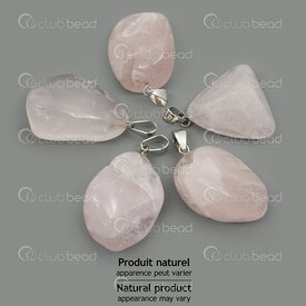 1413-1630-03 - Pendentif de Pierre Fine Naturelle Forme Libre Quartz Rose (approx. 30x20mm) avec Beliere Metal 5pcs 1413-1630-03,Pierre Quartz rose,montreal, quebec, canada, beads, wholesale
