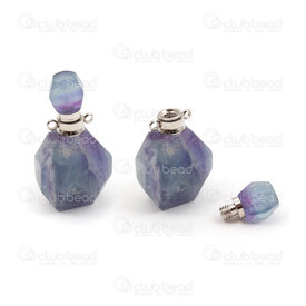 1413-1631-05 - !LIMITED QUANTITY! Semi Precious Stone Perfume Pendant Purple Fluorite (approx. 37x20x15mm) with Metal Connector Gold 1pc 1413-1631-05,Pendants,Lockets,Perfume Bottles,montreal, quebec, canada, beads, wholesale