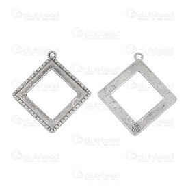 1413-2037-WH - Metal Bezel Cup Pendant 20mm With Perforated Base Losange Antique Nickel 10pcs 1413-2037-WH,20MM,Grey,Metal,Bezel Cup Pendant,With Perforated Base,Losange,20MM,Grey,Antique Nickel,Metal,10pcs,China,montreal, quebec, canada, beads, wholesale