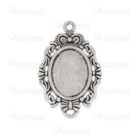 1413-2041-WH - Metal Bezel Cup Pendant 10x25mm With Decorative Border Oval Antique Nickel Total Size 26X18mm 20pcs 1413-2041-WH,Cabochons,20pcs,Metal,Bezel Cup Pendant,With Decorative Border,Oval,10X25MM,Grey,Antique Nickel,Metal,Total Size 26X18mm,20pcs,China,montreal, quebec, canada, beads, wholesale