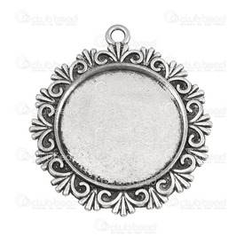 1413-2043-WH - Metal Bezel Cup Pendant 30mm With Decorative Border Round Antique Nickel Total Size 44x49mm 5pcs 1413-2043-WH,Pendants,30MM,Metal,Bezel Cup Pendant,With Decorative Border,Round,30MM,Grey,Antique Nickel,Metal,Total Size 44x49mm,5pcs,China,montreal, quebec, canada, beads, wholesale