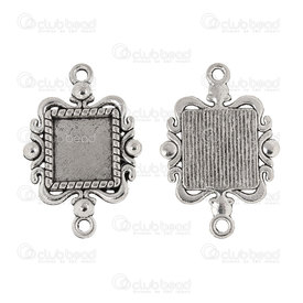 1413-2069-WH - Metal Bezel Cup Link 11x12.5mm With Decorative Border Rectangle Antique Nickel With 2 loops 10pcs 1413-2069-WH,Cabochons,Settings for cabochons,Links,Metal,Bezel Cup Link,With Decorative Border,Rectangle,11x12.5mm,Grey,Antique Nickel,Metal,With 2 Loops,10pcs,China,montreal, quebec, canada, beads, wholesale