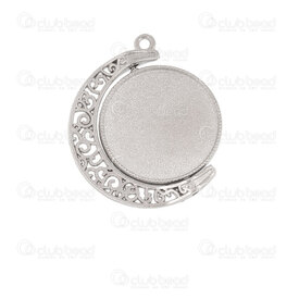 1413-2079-WH - Metal Bezel Cup Pendant 25mm Moon Crescent Design Round Nickel With 2mm loop 5pcs 1413-2079-WH,Findings,5pcs,Metal,Bezel Cup Pendant,Moon Crescent Design,Round,25MM,Grey,Nickel,Metal,With 2mm loop,5pcs,China,montreal, quebec, canada, beads, wholesale