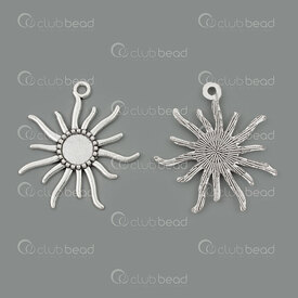 1413-2091 - Metal Pendant Sun Bezel Cup for 11mm Round Cabochon 49x43x3mm with Loop Natural 10pcs 1413-2091,(5),montreal, quebec, canada, beads, wholesale
