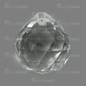1413-2218-45 - Glass Pendant Faceted Ball 45x40mm Clear with 2mm hole 1pc 1413-2218-45,Glass Pendant,montreal, quebec, canada, beads, wholesale