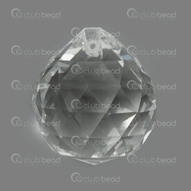 1413-2218-45 - Glass Pendant Faceted Ball 45x40mm Clear with 2mm hole 1pc 1413-2218-45,faceted clear,montreal, quebec, canada, beads, wholesale