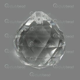 1413-2218-45 - Verre Pendentif Boule Facette 45x40mm Clair Trou 2mm 1pc 1413-2218-45,PENDENTIF VERRE,montreal, quebec, canada, beads, wholesale