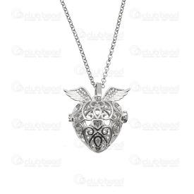 1413-2306-07 - Metal Bola Pregnancy Pendant Chain Necklace 42" Nickel Heart pendant With Angel Wing 1 pc 1413-2306-07,Metal,Bola Pregnancy Pendant,Chain,Necklace,42",Nickel,1 pc,China,Heart pendant,With Angel Wing,montreal, quebec, canada, beads, wholesale