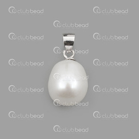 1413-5000-001 - Fresh Water Pearl Pendant Oval 11x10mm White With 925 Sterling Silver Bail 1pc 1413-5000-001,1pc,Natural,Pendant,Natural,Fresh Water Pearl,11X10MM,Round,Oval,White,White,With 925 Sterling Silver Bail,China,1pc,montreal, quebec, canada, beads, wholesale
